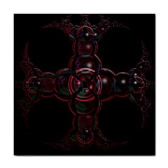 Fractal Red Cross On Black Background Tile Coasters by Amaryn4rt