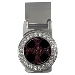 Fractal Red Cross On Black Background Money Clips (cz)  by Amaryn4rt