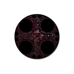 Fractal Red Cross On Black Background Magnet 3  (round) by Amaryn4rt