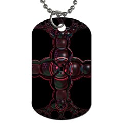 Fractal Red Cross On Black Background Dog Tag (one Side) by Amaryn4rt