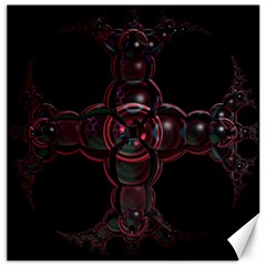 Fractal Red Cross On Black Background Canvas 12  X 12   by Amaryn4rt