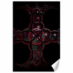 Fractal Red Cross On Black Background Canvas 24  X 36  by Amaryn4rt