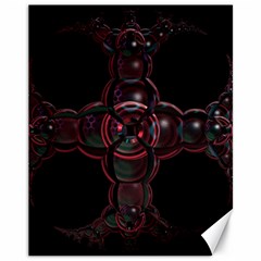 Fractal Red Cross On Black Background Canvas 11  X 14   by Amaryn4rt