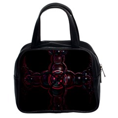 Fractal Red Cross On Black Background Classic Handbags (2 Sides) by Amaryn4rt