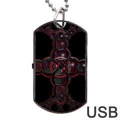 Fractal Red Cross On Black Background Dog Tag Usb Flash (two Sides) by Amaryn4rt