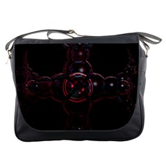 Fractal Red Cross On Black Background Messenger Bags by Amaryn4rt