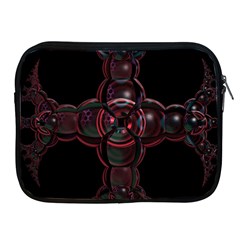 Fractal Red Cross On Black Background Apple Ipad 2/3/4 Zipper Cases by Amaryn4rt