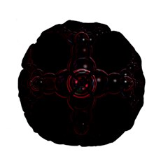 Fractal Red Cross On Black Background Standard 15  Premium Flano Round Cushions by Amaryn4rt