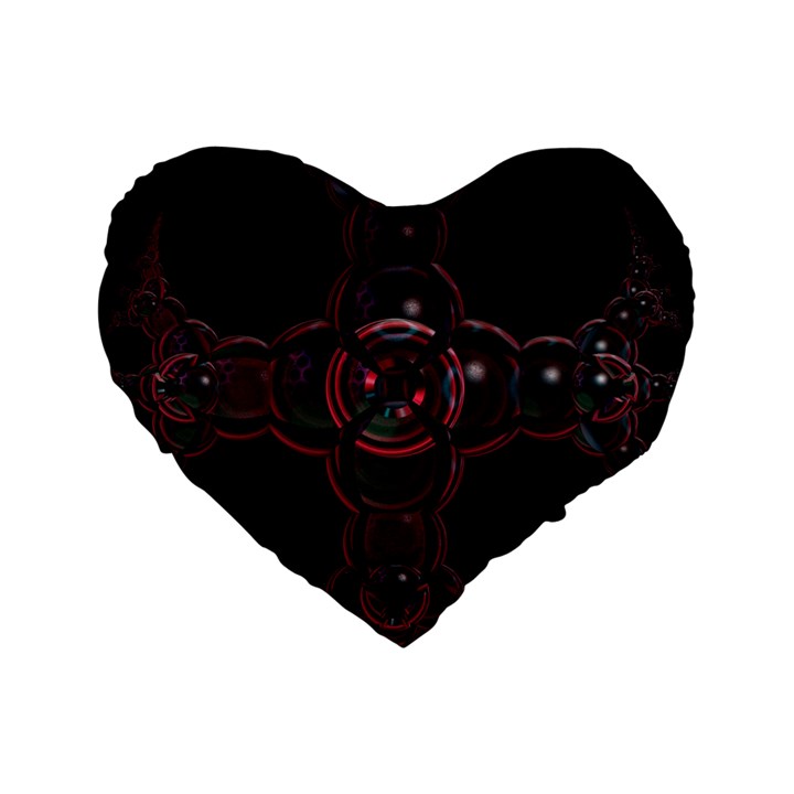 Fractal Red Cross On Black Background Standard 16  Premium Flano Heart Shape Cushions