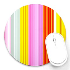 Multi Colored Bright Stripes Striped Background Wallpaper Round Mousepads by Amaryn4rt