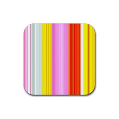 Multi Colored Bright Stripes Striped Background Wallpaper Rubber Coaster (square)  by Amaryn4rt