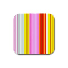 Multi Colored Bright Stripes Striped Background Wallpaper Rubber Square Coaster (4 Pack)  by Amaryn4rt