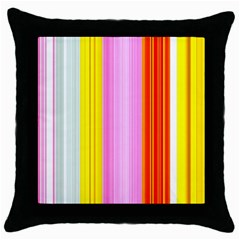 Multi Colored Bright Stripes Striped Background Wallpaper Throw Pillow Case (black) by Amaryn4rt