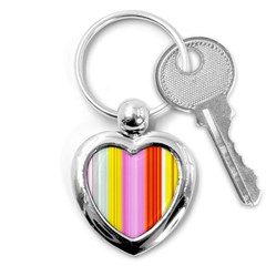 Multi Colored Bright Stripes Striped Background Wallpaper Key Chains (heart)  by Amaryn4rt