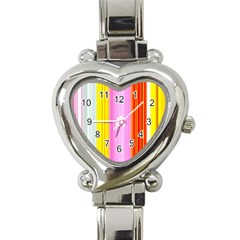 Multi Colored Bright Stripes Striped Background Wallpaper Heart Italian Charm Watch by Amaryn4rt