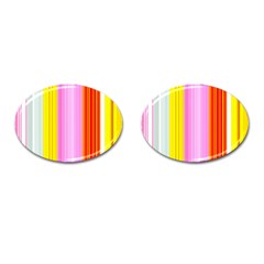 Multi Colored Bright Stripes Striped Background Wallpaper Cufflinks (oval) by Amaryn4rt