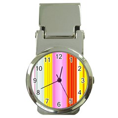 Multi Colored Bright Stripes Striped Background Wallpaper Money Clip Watches by Amaryn4rt