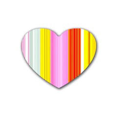 Multi Colored Bright Stripes Striped Background Wallpaper Rubber Coaster (heart)  by Amaryn4rt