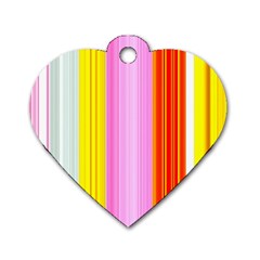 Multi Colored Bright Stripes Striped Background Wallpaper Dog Tag Heart (one Side) by Amaryn4rt