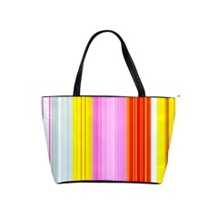 Multi Colored Bright Stripes Striped Background Wallpaper Shoulder Handbags by Amaryn4rt