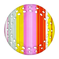 Multi Colored Bright Stripes Striped Background Wallpaper Ornament (round Filigree) by Amaryn4rt