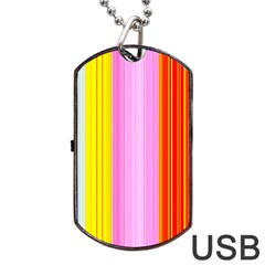 Multi Colored Bright Stripes Striped Background Wallpaper Dog Tag Usb Flash (two Sides) by Amaryn4rt