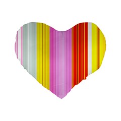 Multi Colored Bright Stripes Striped Background Wallpaper Standard 16  Premium Heart Shape Cushions by Amaryn4rt