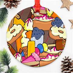 Sweet Stuff Digitally Created Sweet Food Wallpaper Ornament (round) by Amaryn4rt