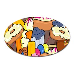 Sweet Stuff Digitally Created Sweet Food Wallpaper Oval Magnet by Amaryn4rt