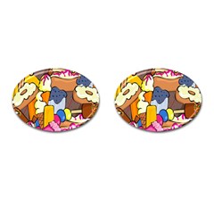 Sweet Stuff Digitally Created Sweet Food Wallpaper Cufflinks (oval) by Amaryn4rt