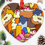 Sweet Stuff Digitally Created Sweet Food Wallpaper Heart Ornament (Two Sides) Front