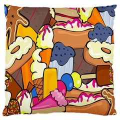 Sweet Stuff Digitally Created Sweet Food Wallpaper Large Cushion Case (two Sides) by Amaryn4rt