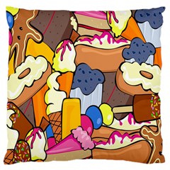 Sweet Stuff Digitally Created Sweet Food Wallpaper Large Flano Cushion Case (two Sides) by Amaryn4rt