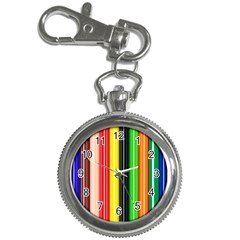 Colorful Striped Background Wallpaper Pattern Key Chain Watches by Amaryn4rt