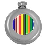 Colorful Striped Background Wallpaper Pattern Round Hip Flask (5 oz) Front