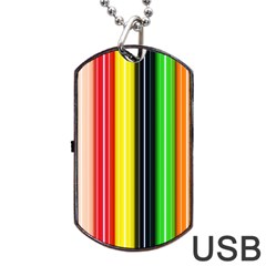 Colorful Striped Background Wallpaper Pattern Dog Tag Usb Flash (one Side) by Amaryn4rt