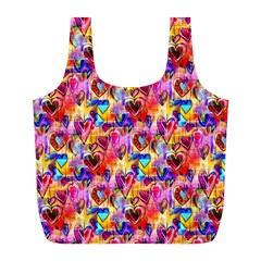 Spring Hearts Bohemian Artwork Full Print Recycle Bags (l)  by KirstenStar