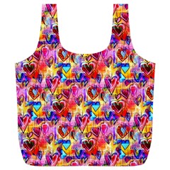 Spring Hearts Bohemian Artwork Full Print Recycle Bags (l)  by KirstenStar