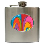 Modern Abstract Colorful Stripes Wallpaper Background Hip Flask (6 oz) Front