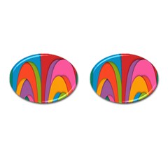 Modern Abstract Colorful Stripes Wallpaper Background Cufflinks (oval) by Amaryn4rt