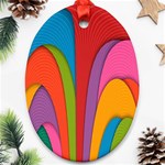 Modern Abstract Colorful Stripes Wallpaper Background Oval Ornament (Two Sides) Front