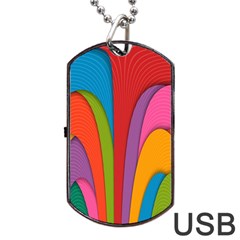 Modern Abstract Colorful Stripes Wallpaper Background Dog Tag Usb Flash (two Sides) by Amaryn4rt