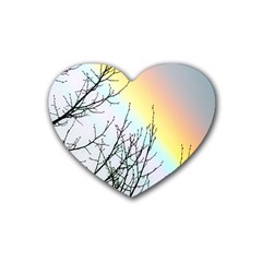 Rainbow Sky Spectrum Rainbow Colors Rubber Coaster (heart)  by Amaryn4rt