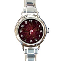 Fractal Red Star Isolated On Black Background Round Italian Charm Watch by Amaryn4rt