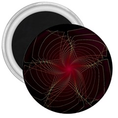 Fractal Red Star Isolated On Black Background 3  Magnets by Amaryn4rt