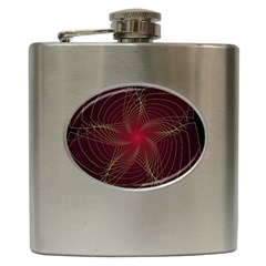 Fractal Red Star Isolated On Black Background Hip Flask (6 Oz) by Amaryn4rt