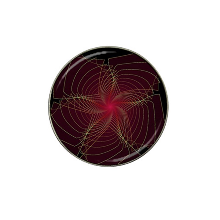 Fractal Red Star Isolated On Black Background Hat Clip Ball Marker