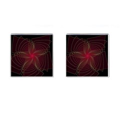 Fractal Red Star Isolated On Black Background Cufflinks (square) by Amaryn4rt