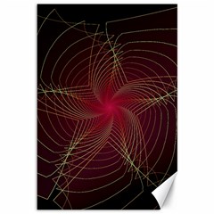 Fractal Red Star Isolated On Black Background Canvas 12  X 18   by Amaryn4rt