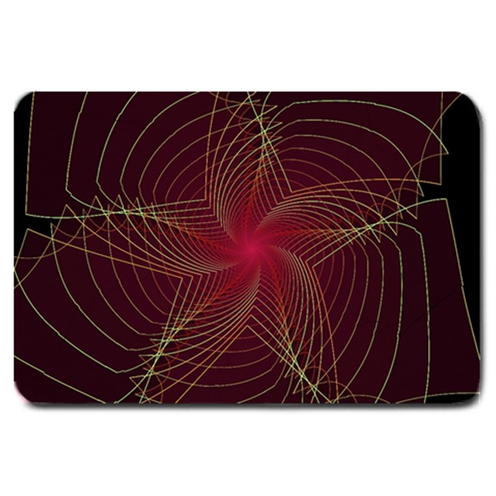 Fractal Red Star Isolated On Black Background Large Doormat 